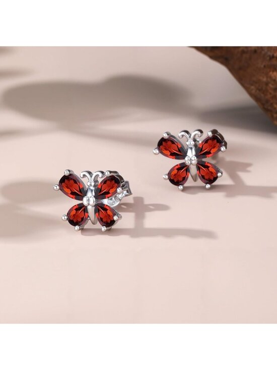 Butterfly Birthstone Stud Earrings by Caitlyn Minimalist  Colorful Butterfly Stud Earrings for Women, S925 Sterling Silver Birthstone